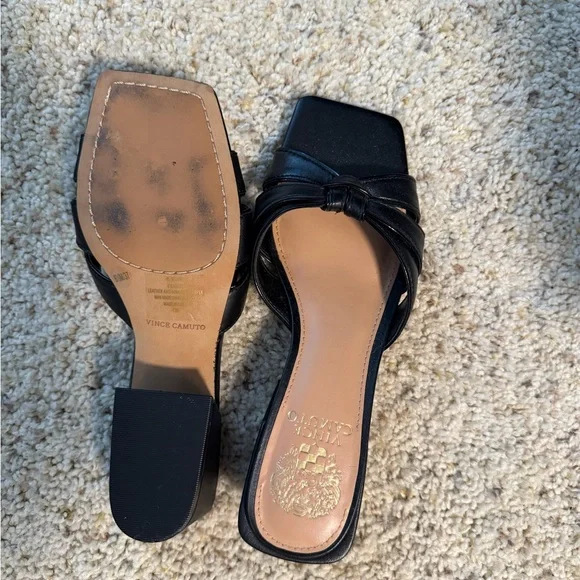 Vince Camuto Black Leather Women's Sandals - Picture 3 of 4